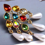 Load image into Gallery viewer, Pearl Dangle Statement Earrings
