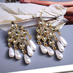 Load image into Gallery viewer, Pearl Dangle Statement Earrings
