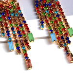 Load image into Gallery viewer, Statement Long Colorful Crystal Earrings

