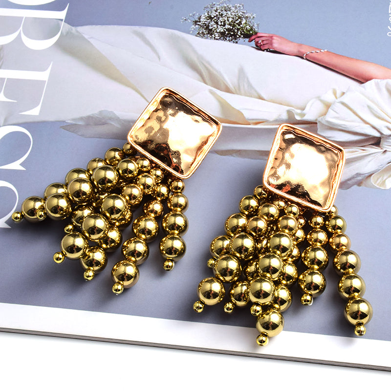 Statement Beaded Wood Earrings — Bold Drop Style
