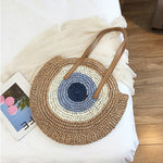 Load image into Gallery viewer, Large Woven Round Boho Bag – Statement Straw Tote
