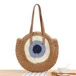Load image into Gallery viewer, Large Woven Round Boho Bag – Statement Straw Tote
