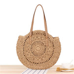 Load image into Gallery viewer, Large Woven Round Boho Bag – Statement Straw Tote
