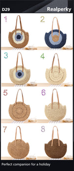 Load image into Gallery viewer, Large Woven Round Boho Bag – Statement Straw Tote
