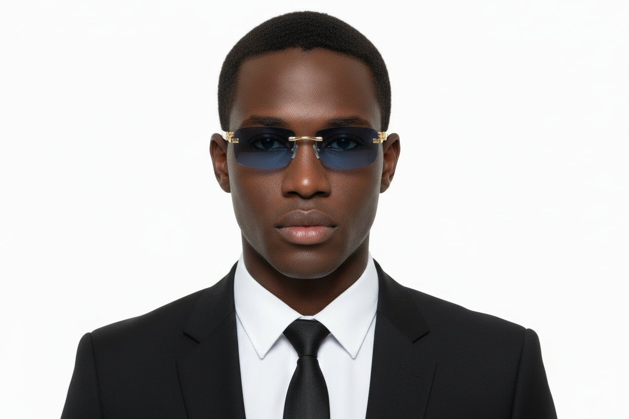 Luxury Rimless Rectangle Sunglasses | Gradient Lenses with Gold Detail | Unisex