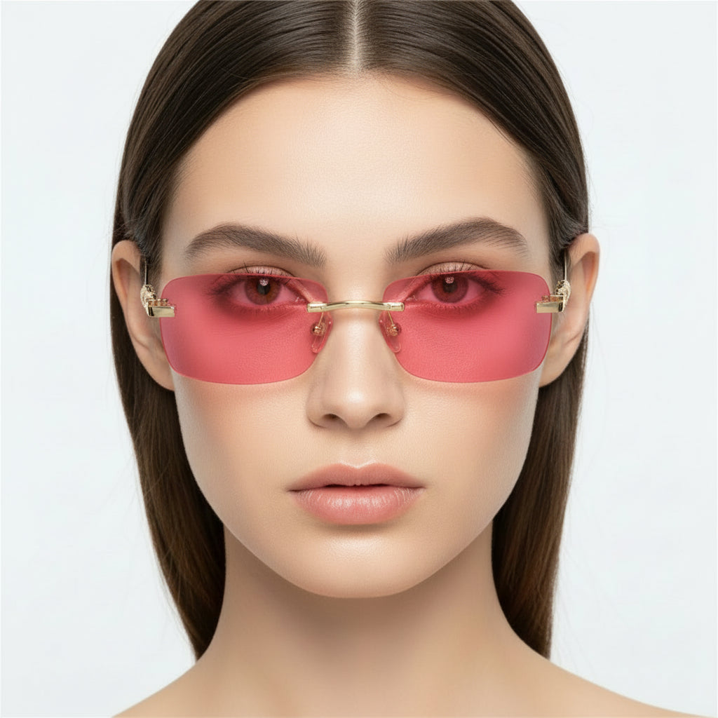 Luxury Rimless Rectangle Sunglasses | Gradient Lenses with Gold Detail | Unisex