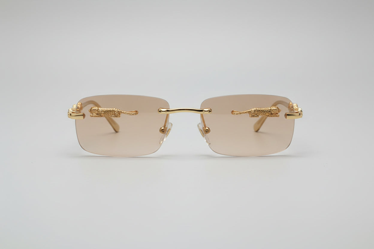 Luxury Rimless Rectangle Sunglasses | Gradient Lenses with Gold Detail | Unisex