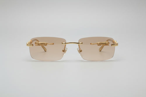Luxury Rimless Rectangle Sunglasses | Gradient Lenses with Gold Detail | Unisex