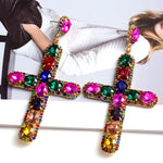 Load image into Gallery viewer, Colorful Cross Crystal Earrings
