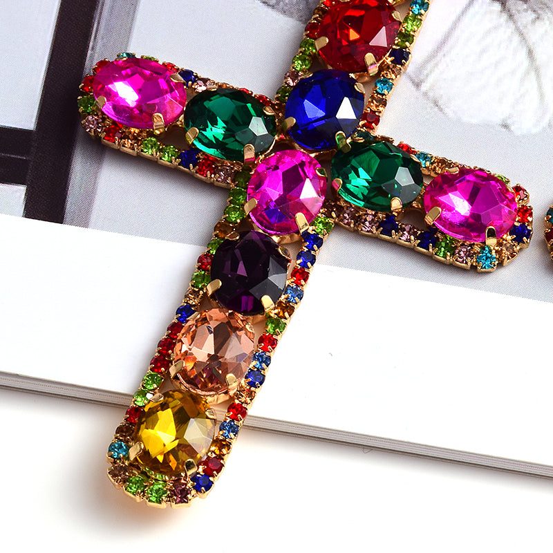 Colorful Cross Crystal Earrings