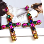 Load image into Gallery viewer, Colorful Cross Crystal Earrings
