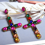 Load image into Gallery viewer, Colorful Cross Crystal Earrings
