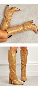 Load image into Gallery viewer, Chunky Heel Knee-High Boots
