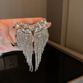 Crystal Cluster Tassel Fringe Drop Earrings | Marquise Rhinestone Statement Earrings