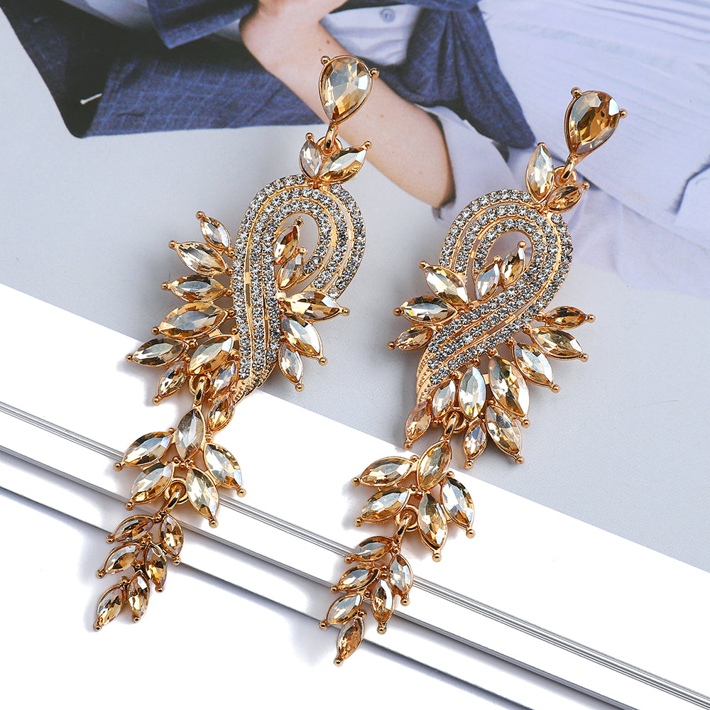 Leaves Crystal Earrings