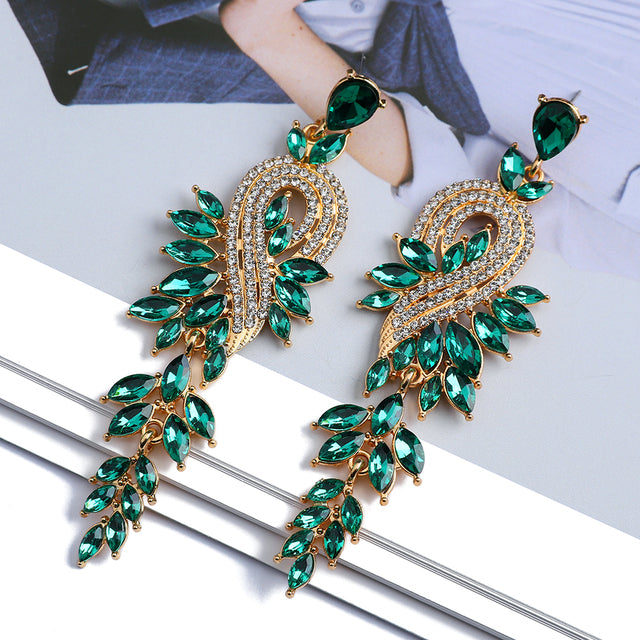 Leaves Crystal Earrings