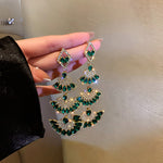 Load image into Gallery viewer, Vintage Green Crystal Earrings
