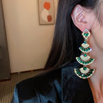 Load image into Gallery viewer, Vintage Green Crystal Earrings

