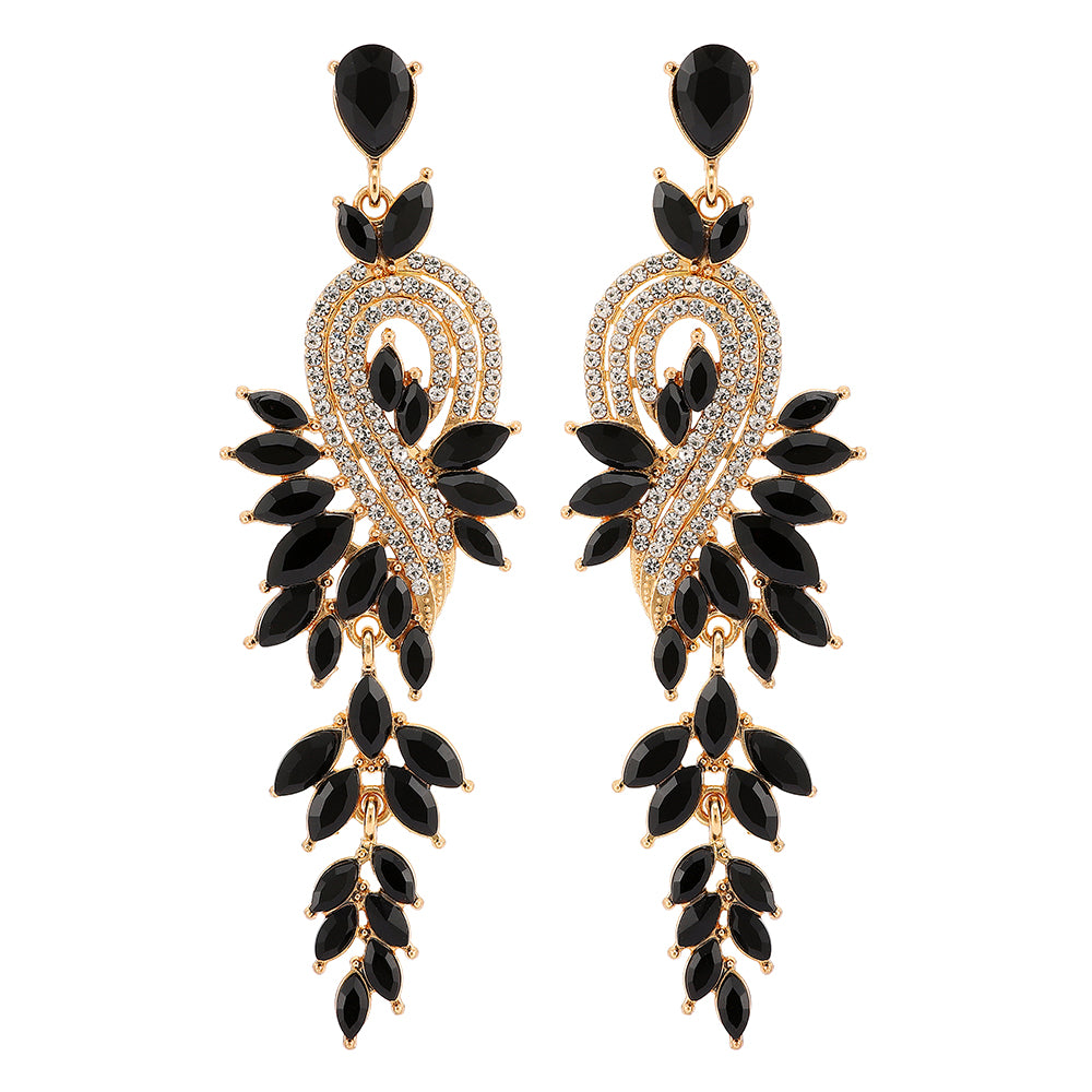 Long Geometric Crystal Pendant Earrings — Colorful Drop
