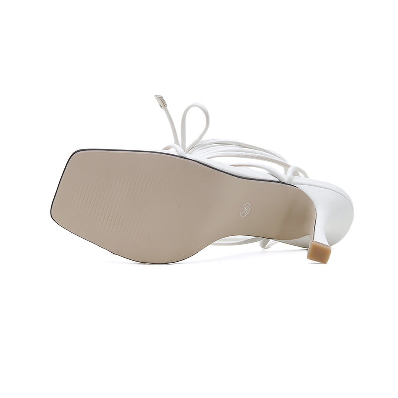 Lace-Up Wrap Stiletto Sandals | Square Toe Cross-Strap Heels