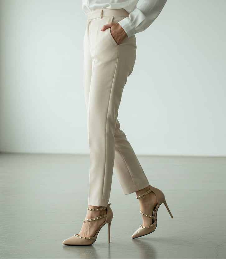 Rivet Ankle Strap Pointed-Toe Pumps | Studded Stiletto Heels