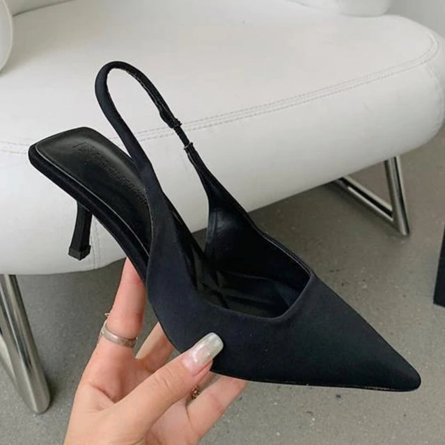 Pointed-Toe Slingback Stiletto Pumps | Bold Color Heels