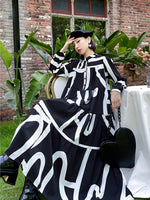 Load image into Gallery viewer, Black and White Printed Oversized Dress
