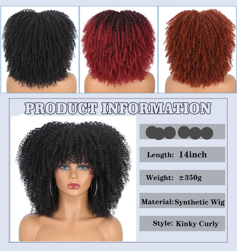 Synthetic Curly Wig With Bangs | Short Everyday Curly Hair Wig